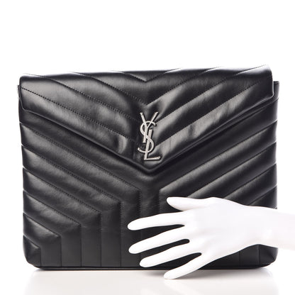 Saint Laurent Calfskin Y Quilted Monogram Loulou Document Holder Black 2 of 8