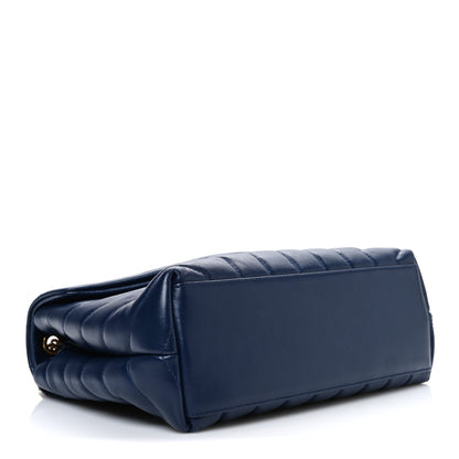 Saint Laurent Calfskin Y Quilted Monogram Small Loulou Chain Satchel Navy 4 of 10