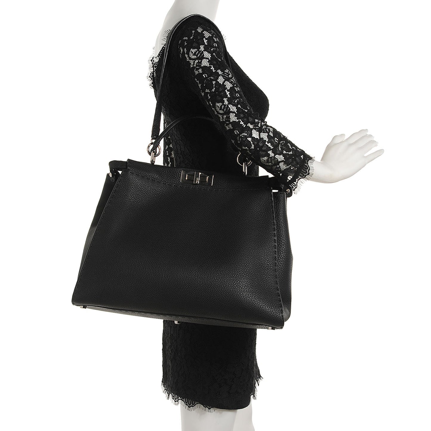 Cuoio Romano Selleria Bi-Color Large Peekaboo Iconic Satchel Black Mou