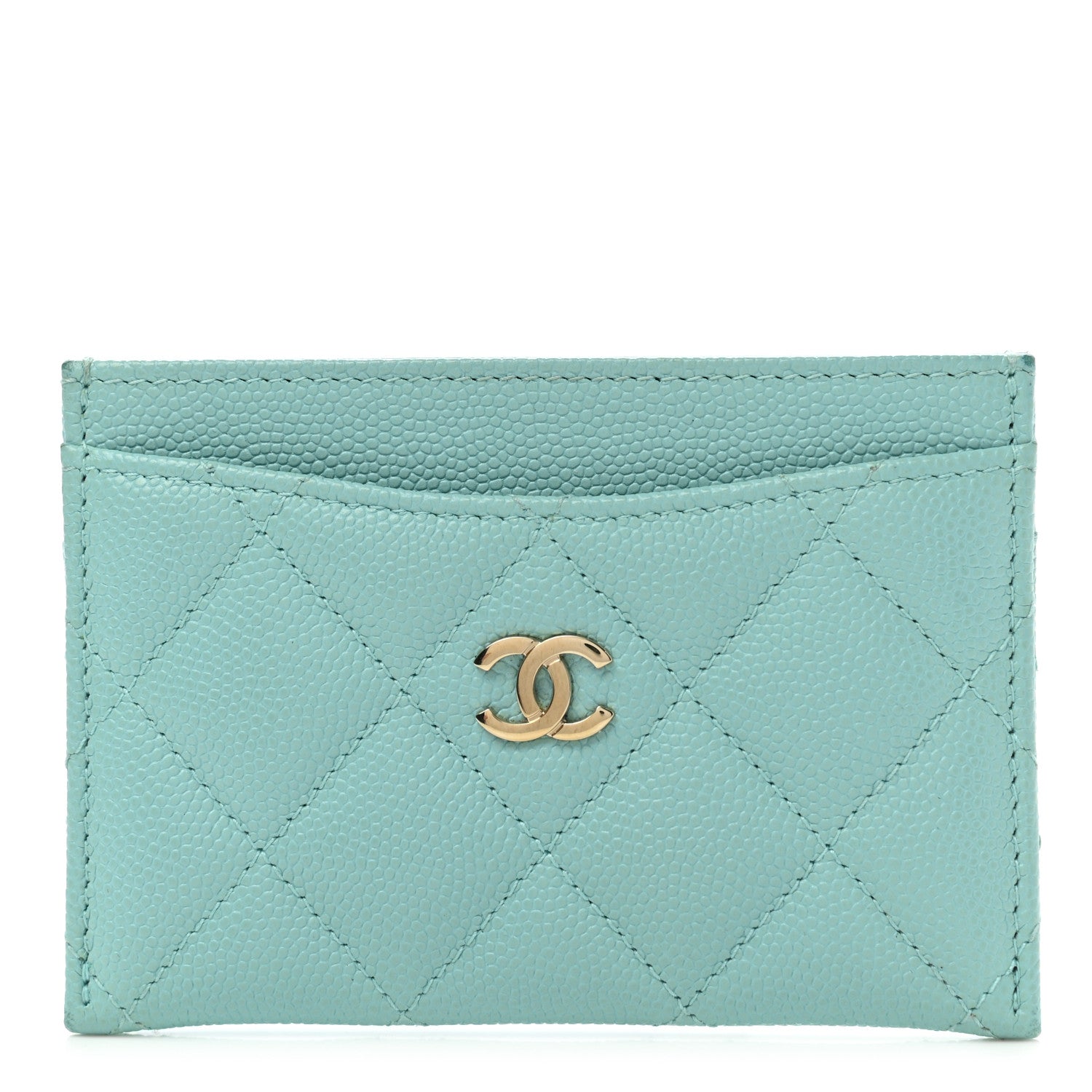 Chanel Caviar Quilted Card Holder Light Blue 1 of 9