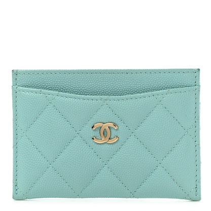Chanel Caviar Quilted Card Holder Light Blue 1 of 9