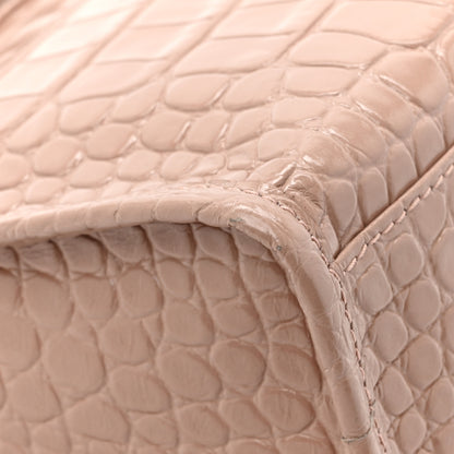 Balenciaga Shiny Supple Calfskin Crocodile Embossed Gold Metallic Edge Hardware Mini City Nude Beige 14 of 15