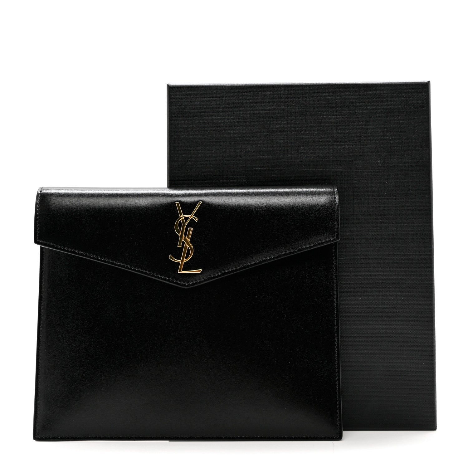 Saint Laurent Smooth Shiny Calfskin Monogram Uptown Pouch Black 7 of 7