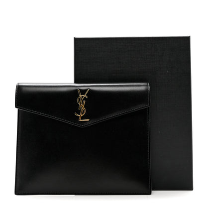 Saint Laurent Smooth Shiny Calfskin Monogram Uptown Pouch Black 7 of 7