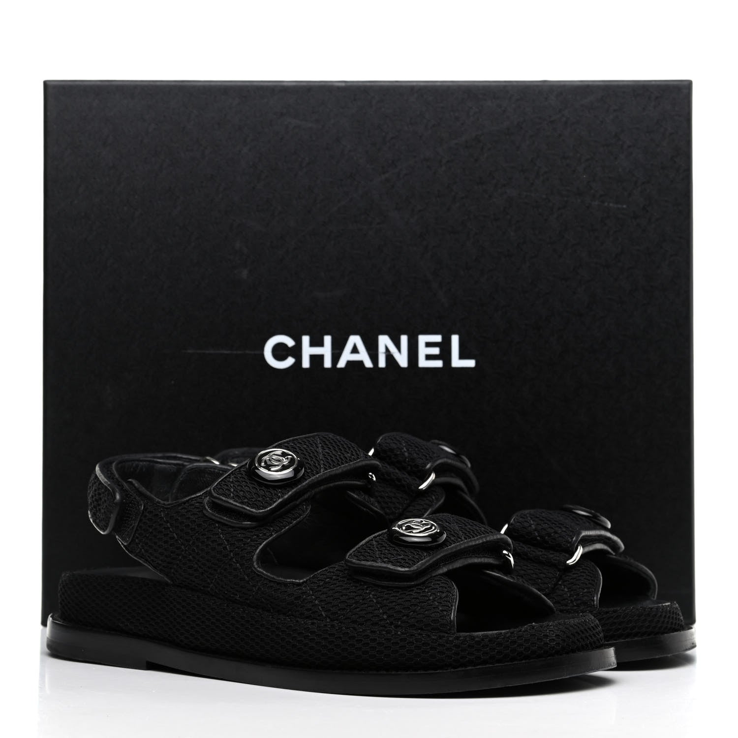 Chanel Fabric Velcro Dad Sandals 35 Black 15 of 15