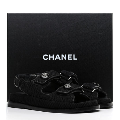 Chanel Fabric Velcro Dad Sandals 35 Black 15 of 15