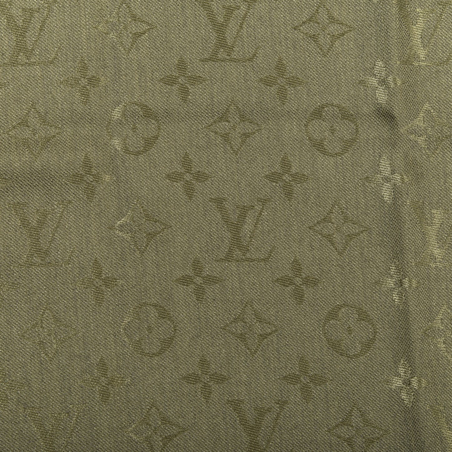 Silk Wool Monogram Shawl Kaki