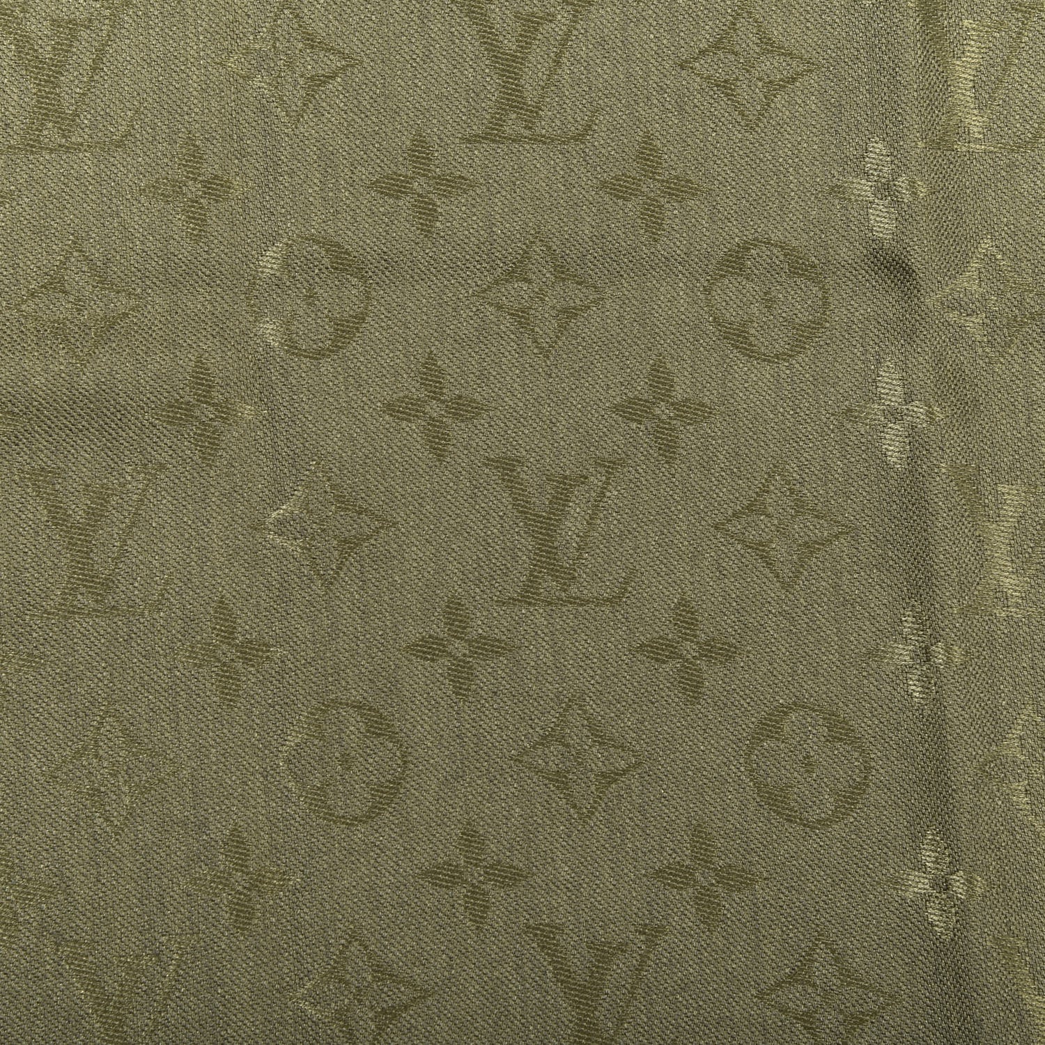 Louis Vuitton Silk Wool Monogram Shawl Kaki 4 of 4