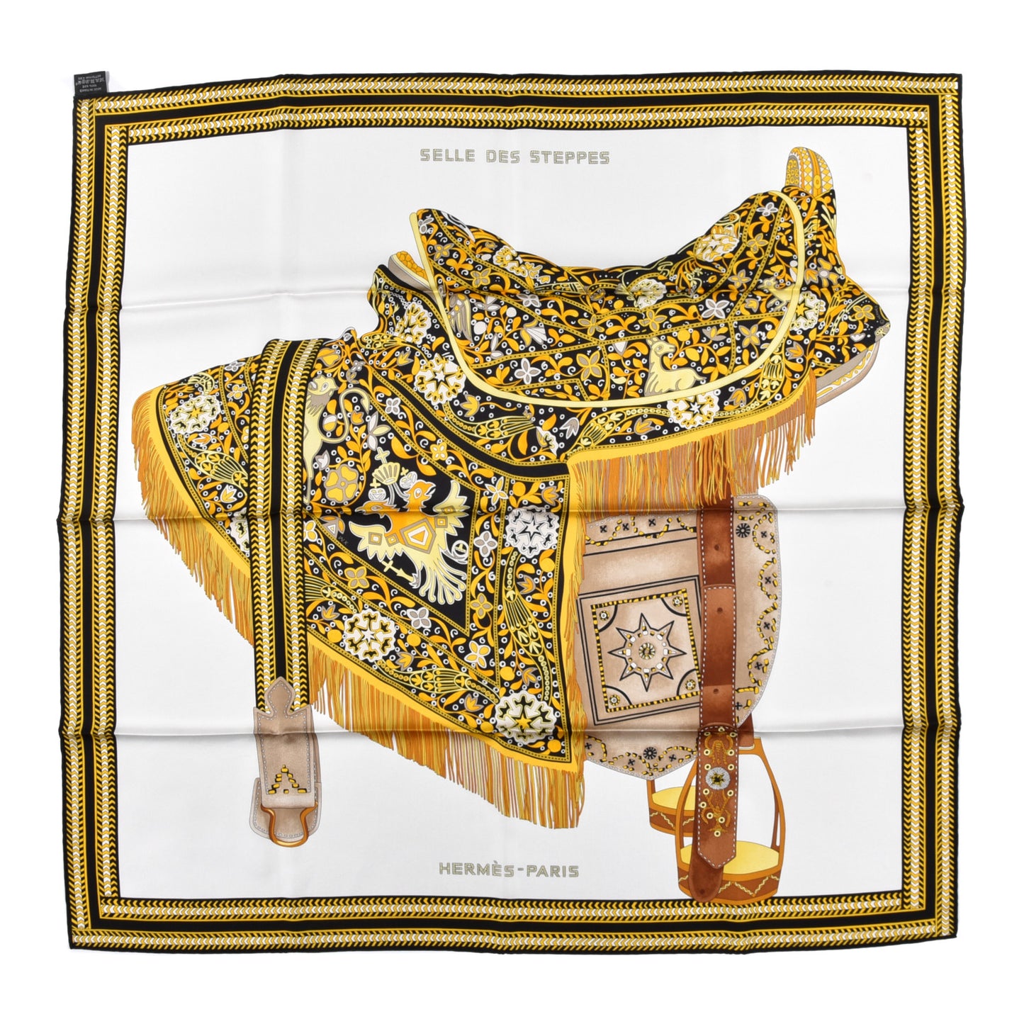 Silk Selle Des Steppes Scarf 90 White Or Black