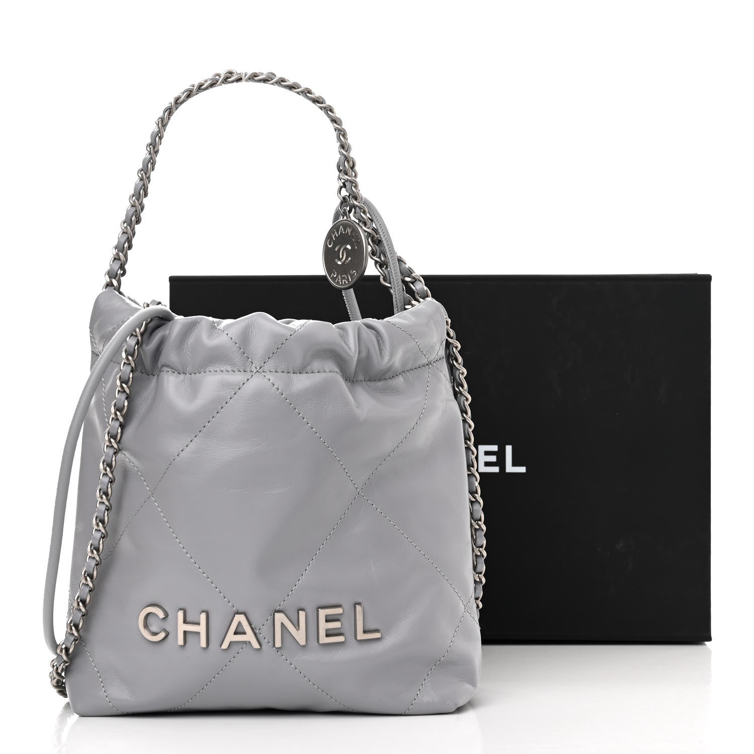 Chanel Shiny Calfskin Quilted Mini Chanel 22 Grey 11 of 11