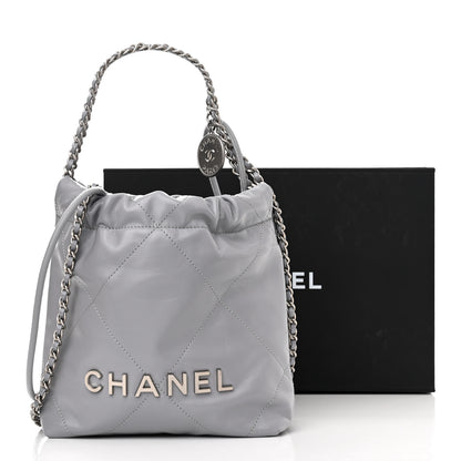 Chanel Shiny Calfskin Quilted Mini Chanel 22 Grey 11 of 11