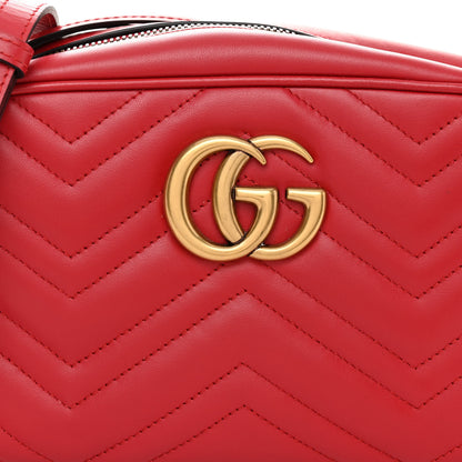 Gucci Calfskin Matelasse Small GG Marmont Chain Shoulder Bag Hibiscus Red 8 of 10