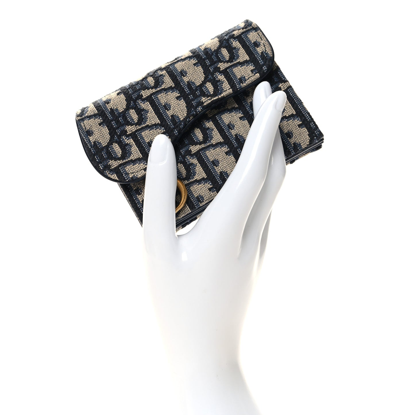 Oblique Saddle 5-Gusset Card Holder Blue
