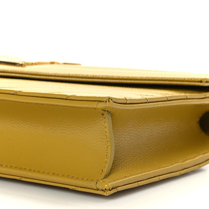 Saint Laurent Grain De Poudre Matelasse Chevron Monogram Envelope Chain Wallet Saffran 9 of 9