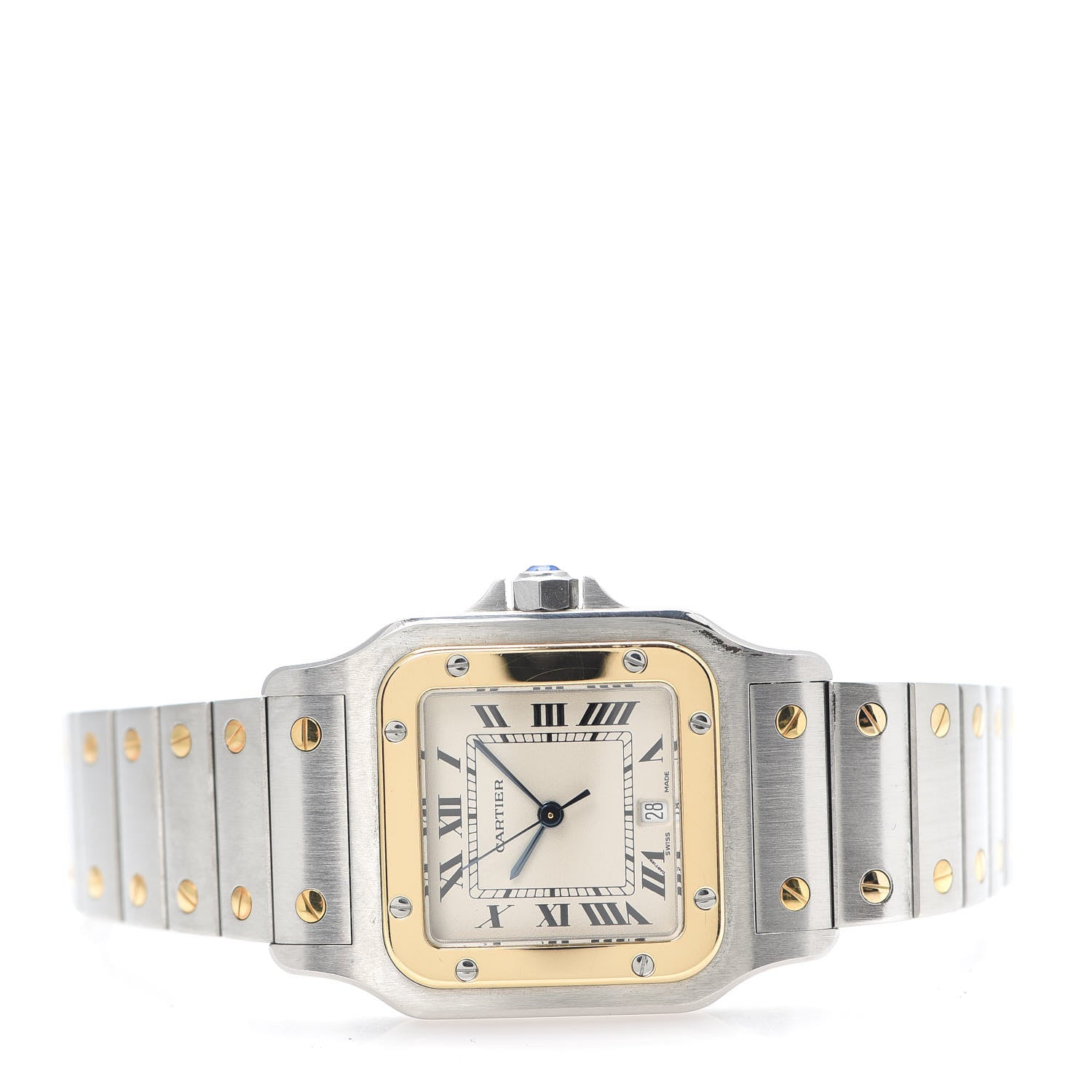 Cartier Stainless Steel 18K Yellow Gold 29mm Santos De Galbee Quartz Watch 2 of 5