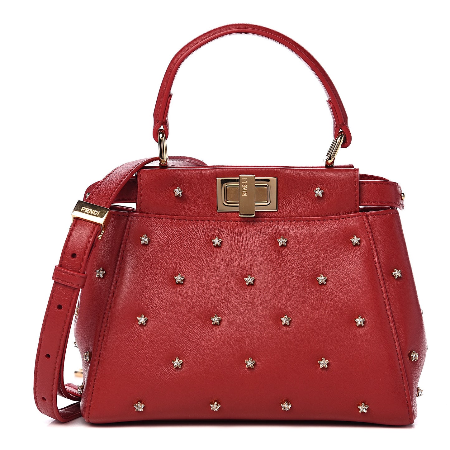 Nappa Crystal Stars Studded XS Peekaboo Iconic Satchel Fragola