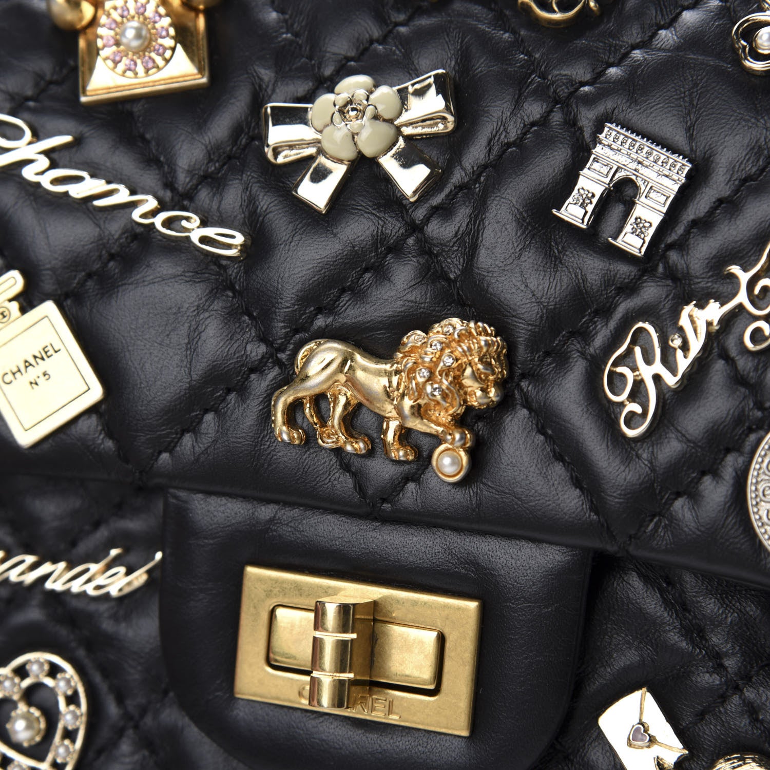 Chanel Aged Calfskin Lucky Charms 2.55 Reissue 224 Flap Black 8 of 17