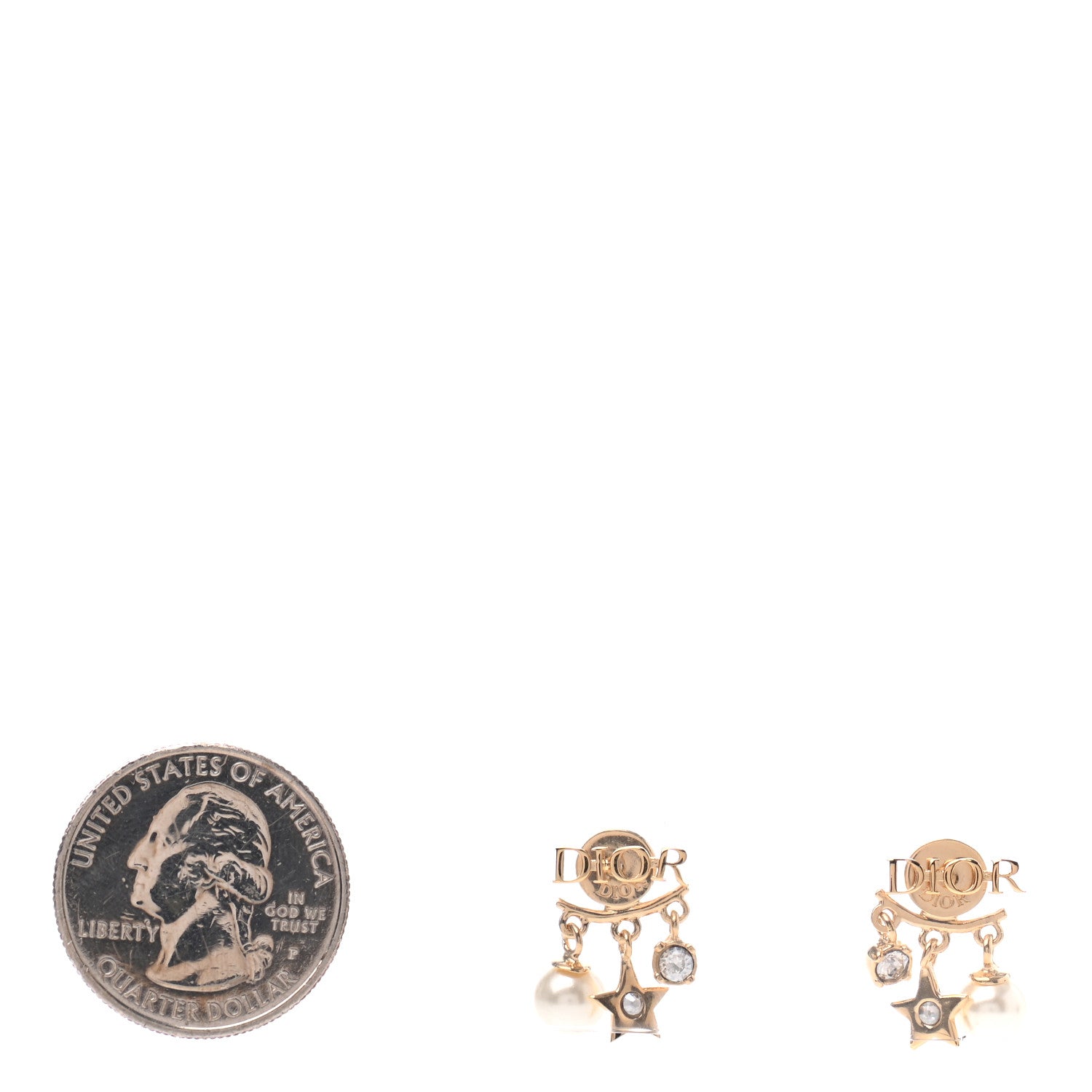 Christian Dior Pearl Crystal Dio(r)evolution Earrings Aged Gold 2 of 3