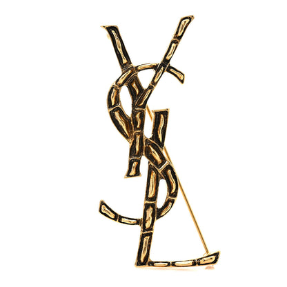 Saint Laurent Monogram Crocodile Opyum Brooch Gold 1 of 3