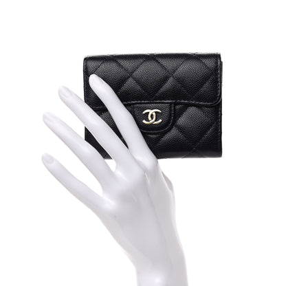 Chanel Caviar Quilted Flap Card Holder Wallet Navy Blue 2 of 9