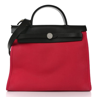 Hermes Vache Hunter Toile Herbag Zip 31 PM Rose Extreme Black 3 of 11