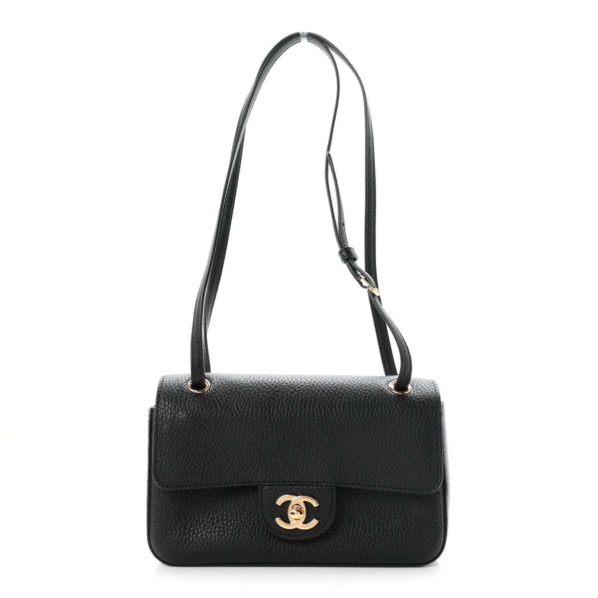 Grained Calfskin Mini Souplissimo Maxi Flap Black