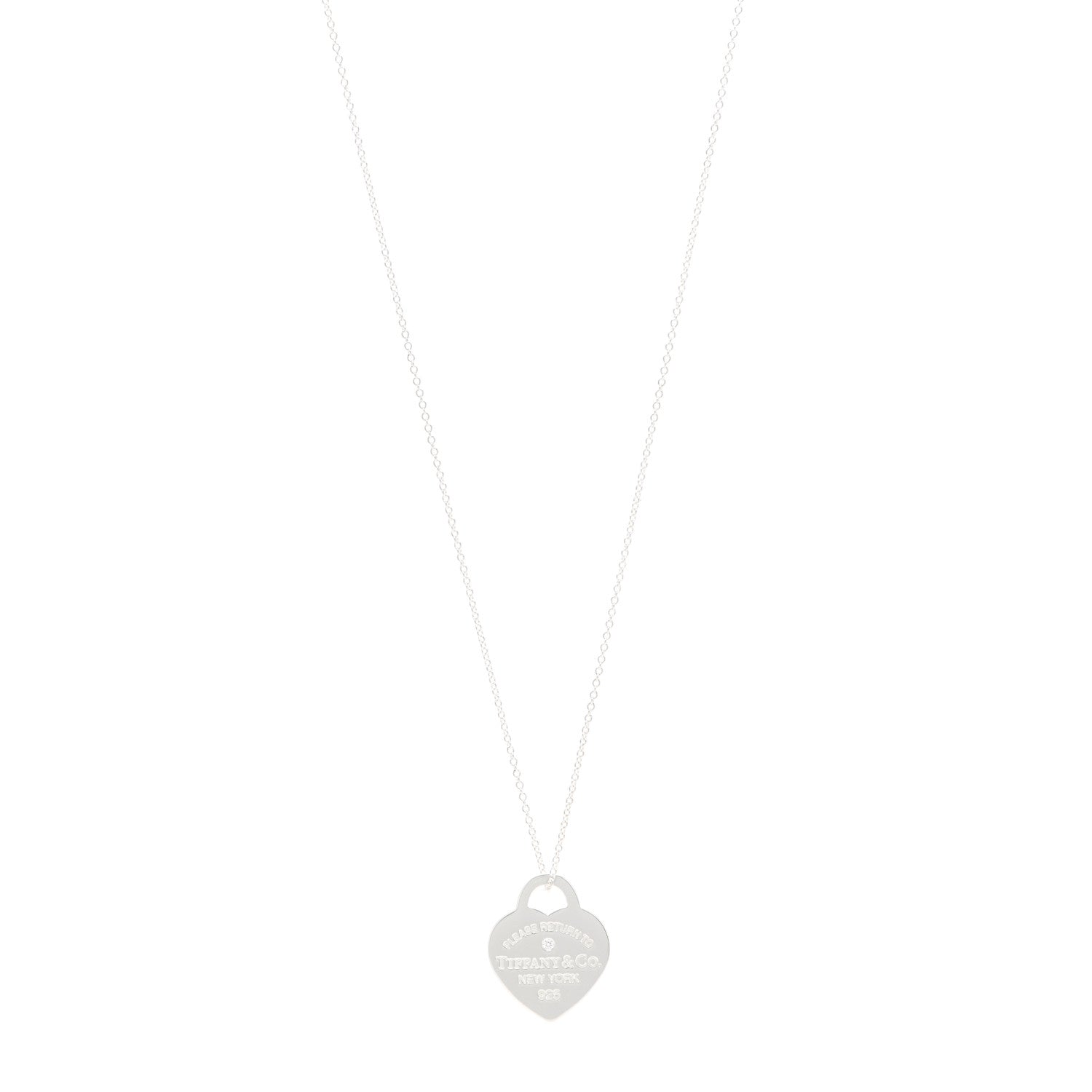 Tiffany Sterling Silver Diamond Small Return to Tiffany Heart Pendant Necklace 1 of 5