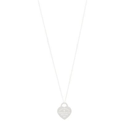 Tiffany Sterling Silver Diamond Small Return to Tiffany Heart Pendant Necklace 1 of 5
