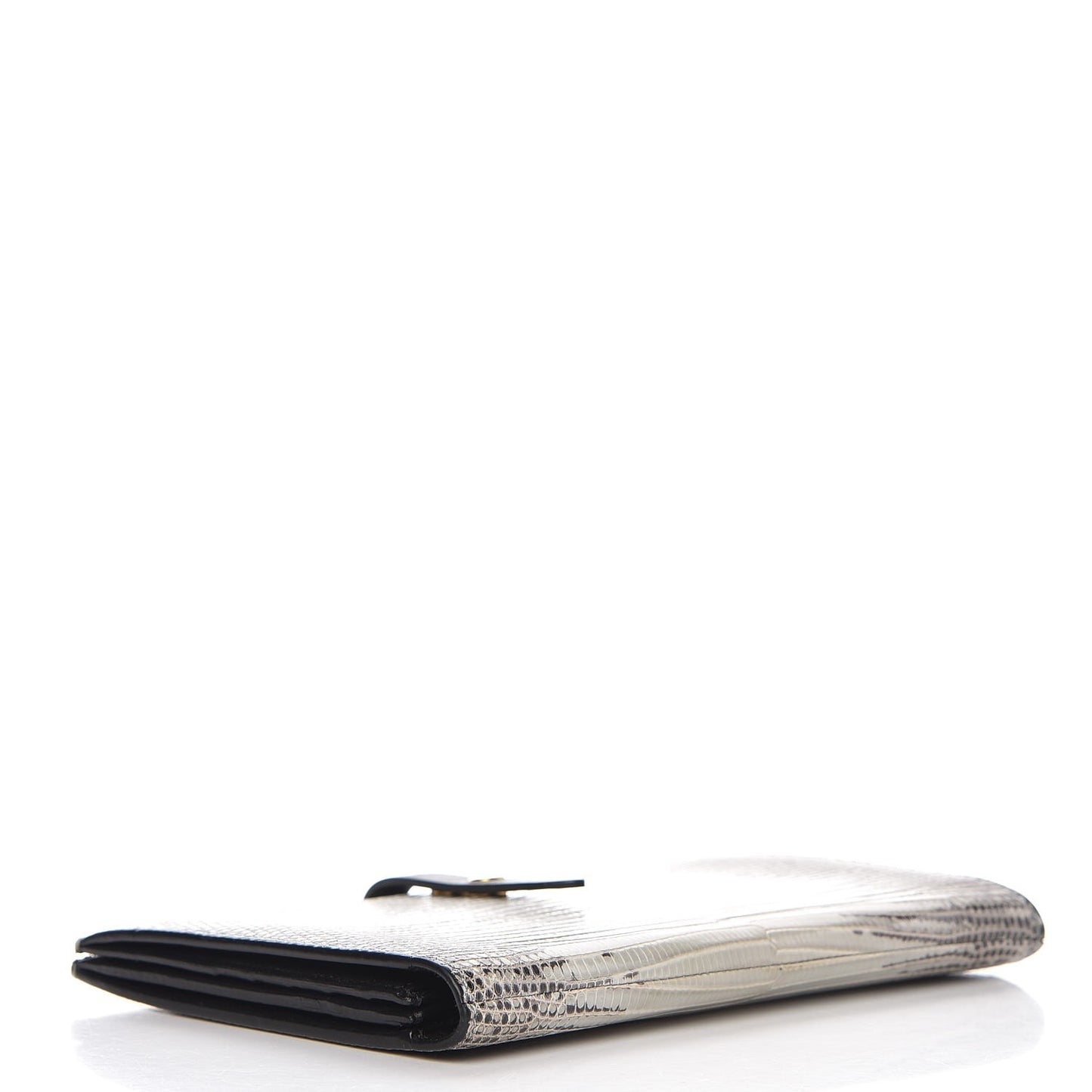 Lizard Calfskin Large Multifunction Strap Wallet Natural