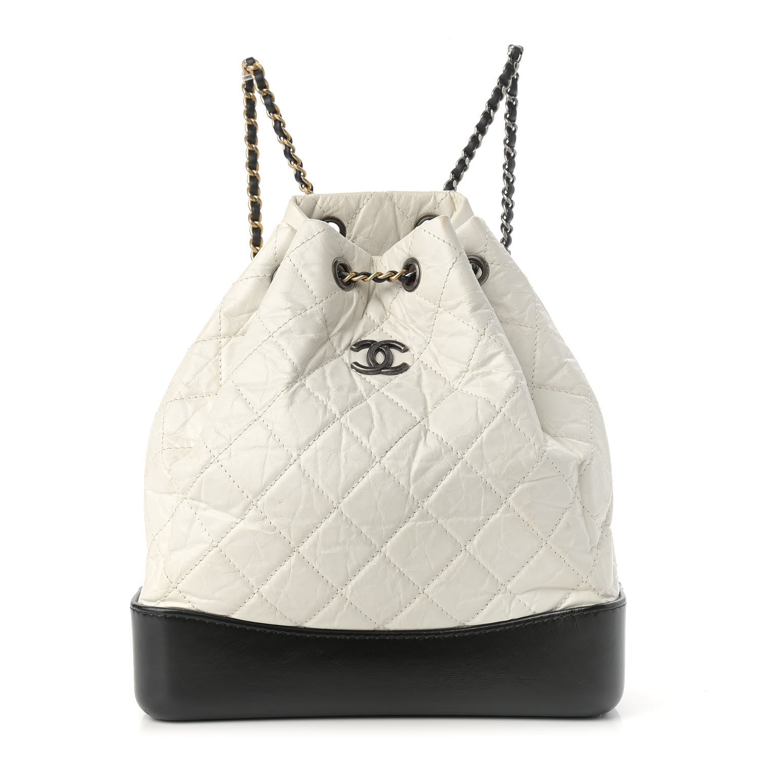 Chanel Aged Calfskin Quilted Gabrielle Backpack Black White 1 of 12