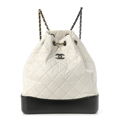 Chanel Aged Calfskin Quilted Gabrielle Backpack Black White 1 of 12