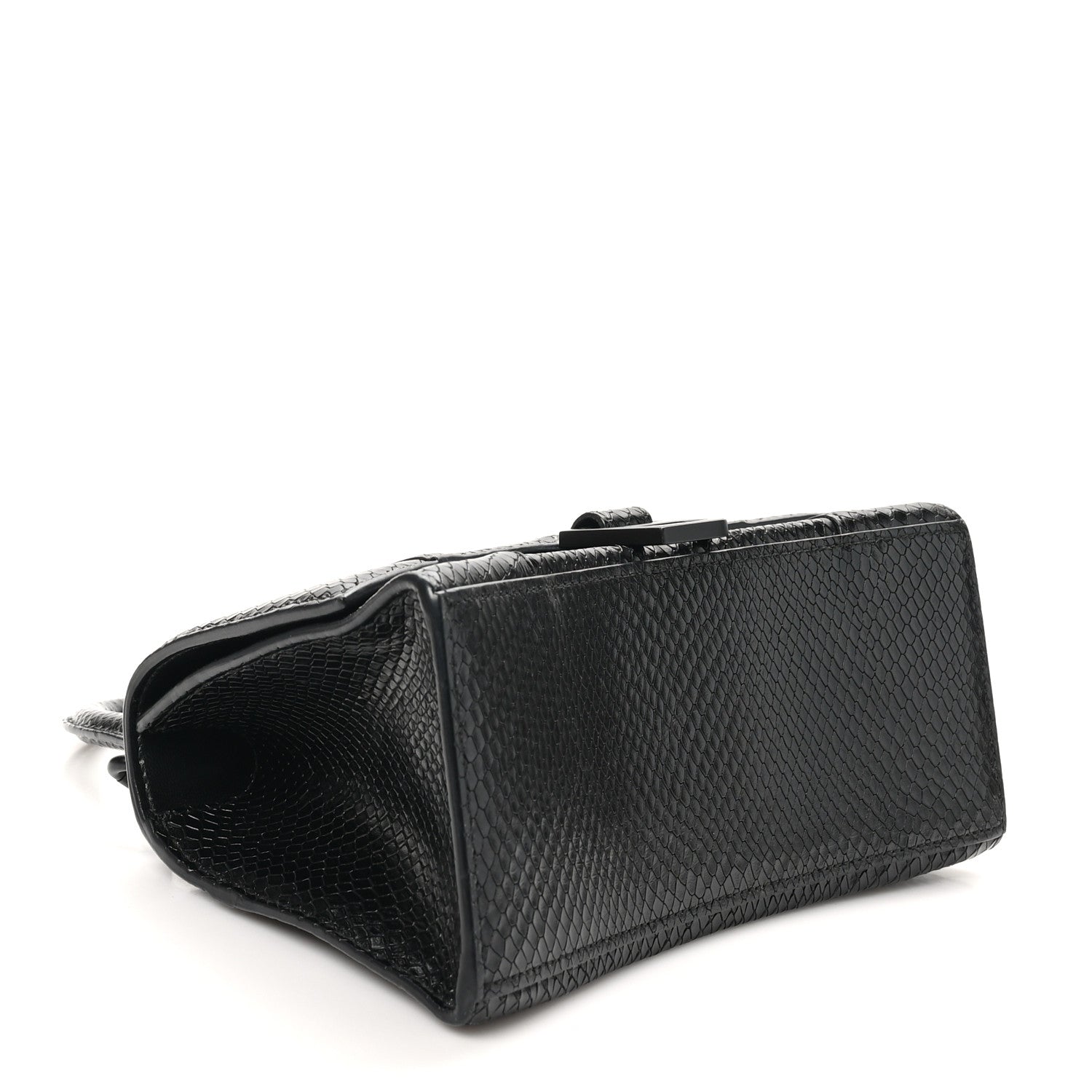 Balenciaga Matte Calfskin Snake Embossed Tonal B Small Hourglass Top Handle Bag Black 4 of 10