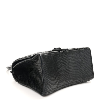 Balenciaga Matte Calfskin Snake Embossed Tonal B Small Hourglass Top Handle Bag Black 4 of 10