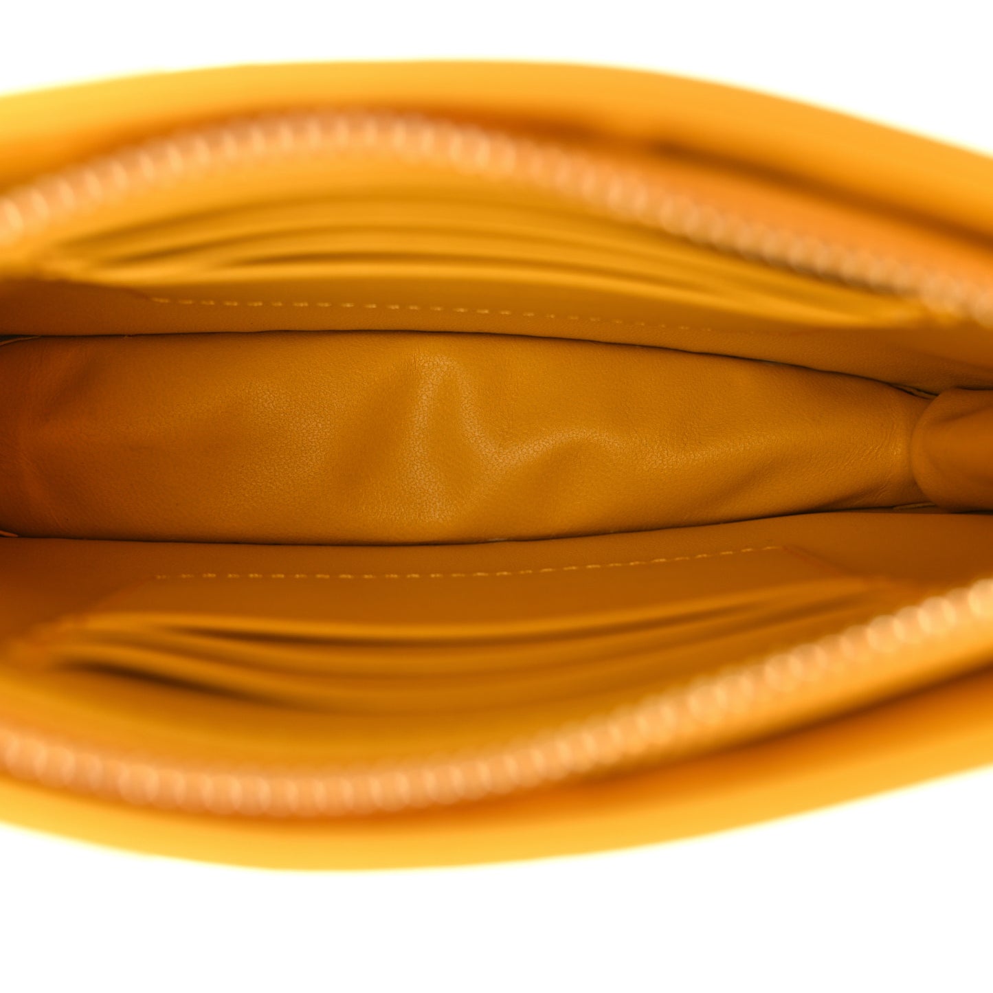 Calfskin Cannage Caro Zipped Pouch With Chain Sunny Yellow