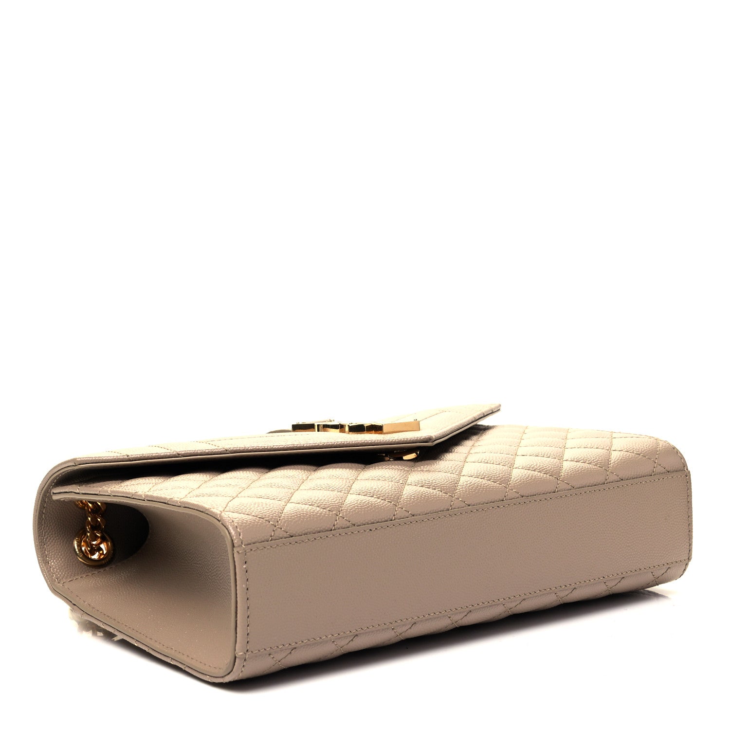 Saint Laurent Grain De Poudre Textured Mixed Matelasse Medium Triquilt Monogram Satchel Dark Beige 4 of 9