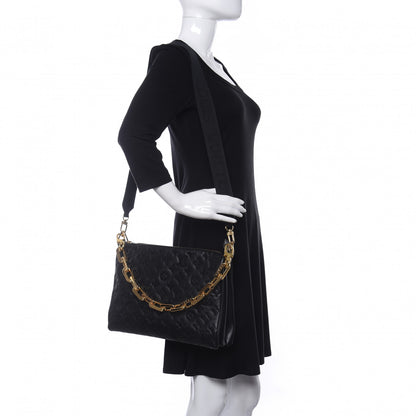 Louis Vuitton Lambskin Embossed Monogram Coussin MM Black 2 of 12