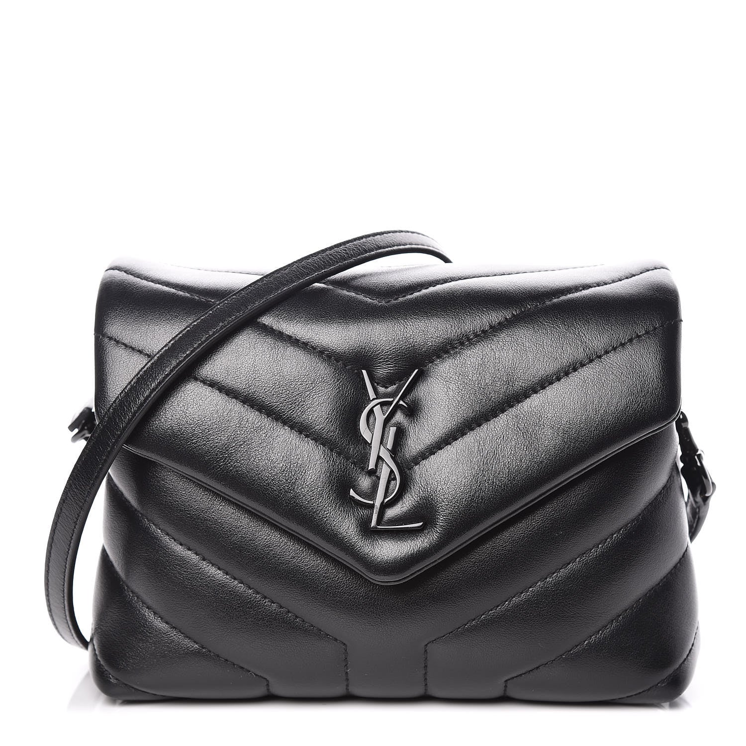 Saint Laurent Calfskin Y Quilted Monogram Toy Loulou Crossbody Bag Black 1 of 10
