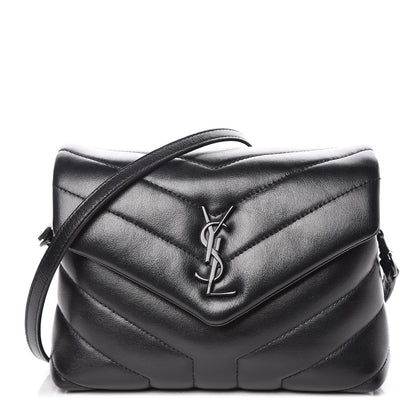 Saint Laurent Calfskin Y Quilted Monogram Toy Loulou Crossbody Bag Black 1 of 10