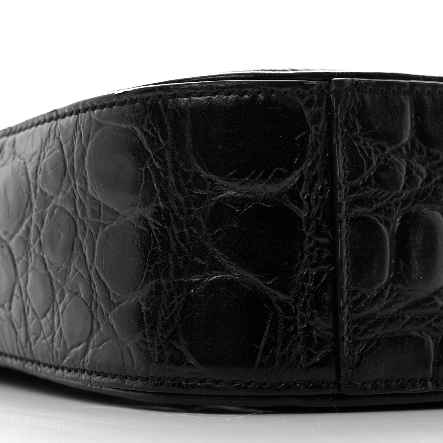 Saint Laurent Calfskin Crocodile Embossed LE 5 A 7 Hobo Black 9 of 10