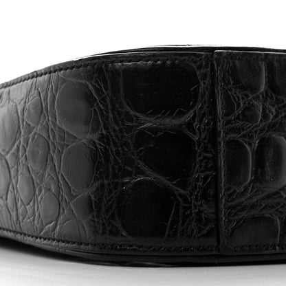 Saint Laurent Calfskin Crocodile Embossed LE 5 A 7 Hobo Black 9 of 10