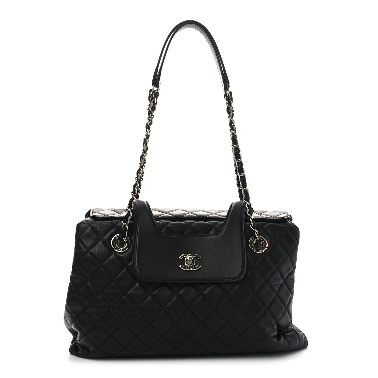 Lambskin Quilted By 3 Shopping Tote Black