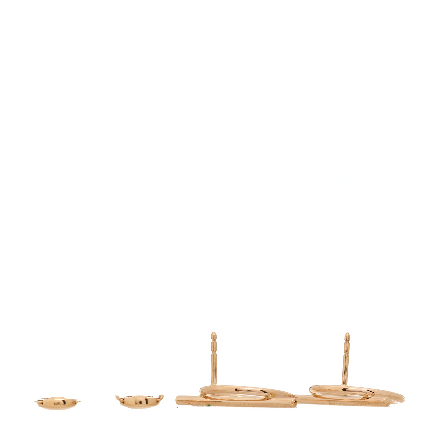Hermes 18K Rose Gold MM Echappee Earrings 3 of 5