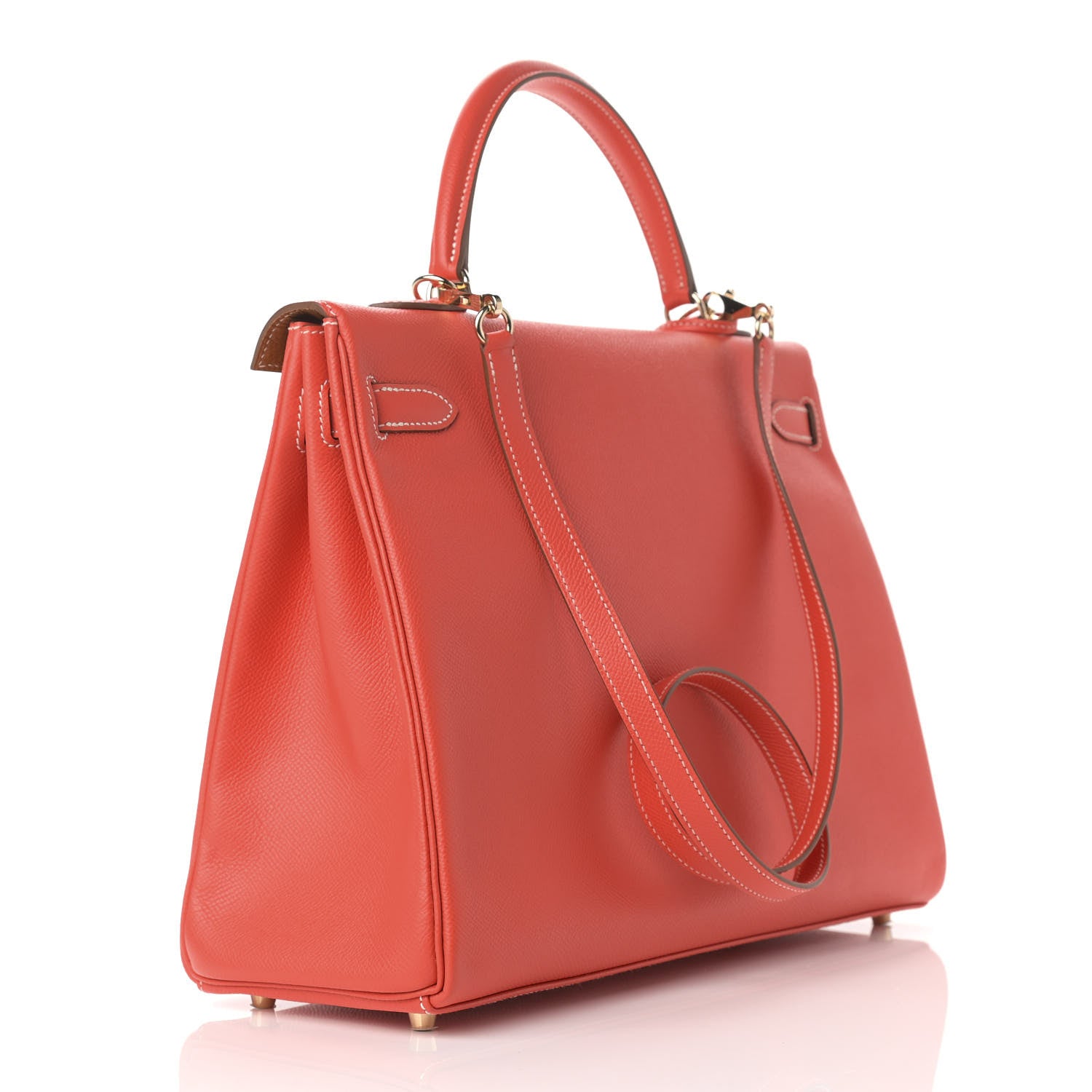 Hermes Epsom Candy Kelly Retourne 35 Rose Jaipur Gold 3 of 11