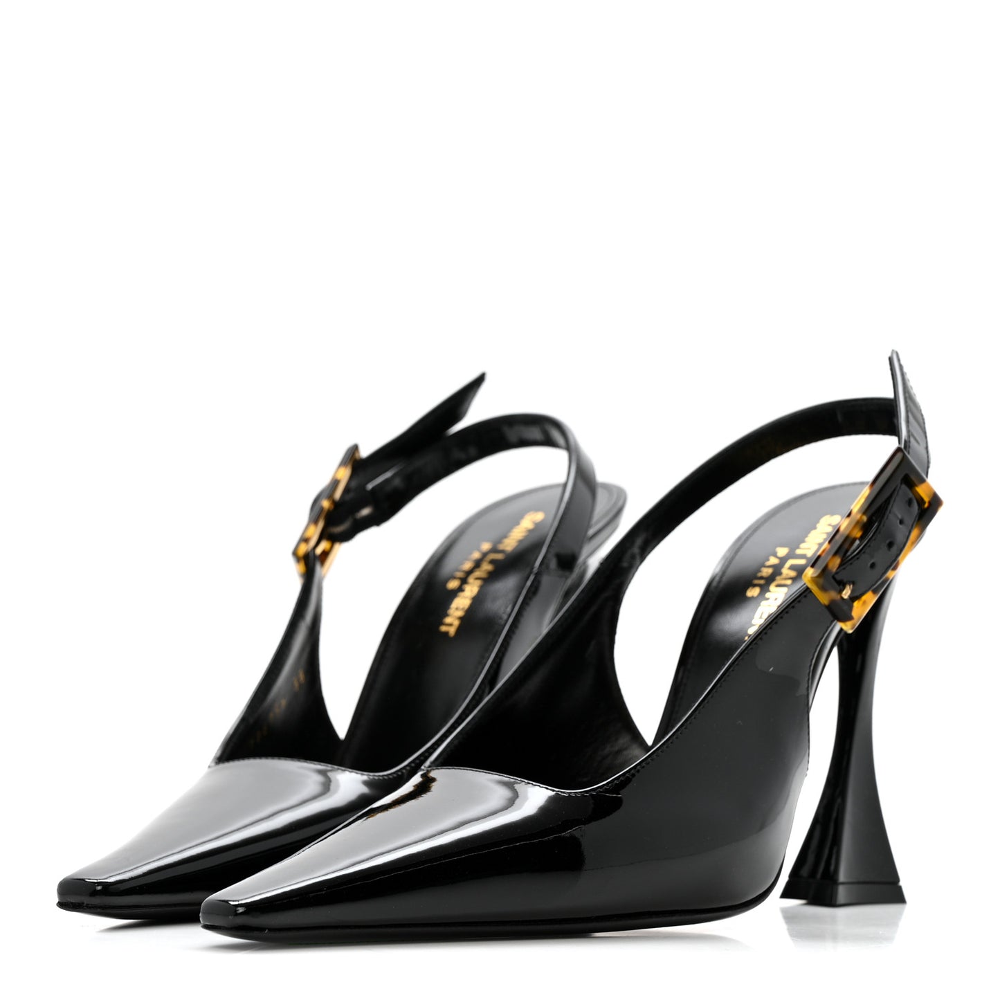 Vernice Gloss Dune 110 Slingback Pumps 38 Black