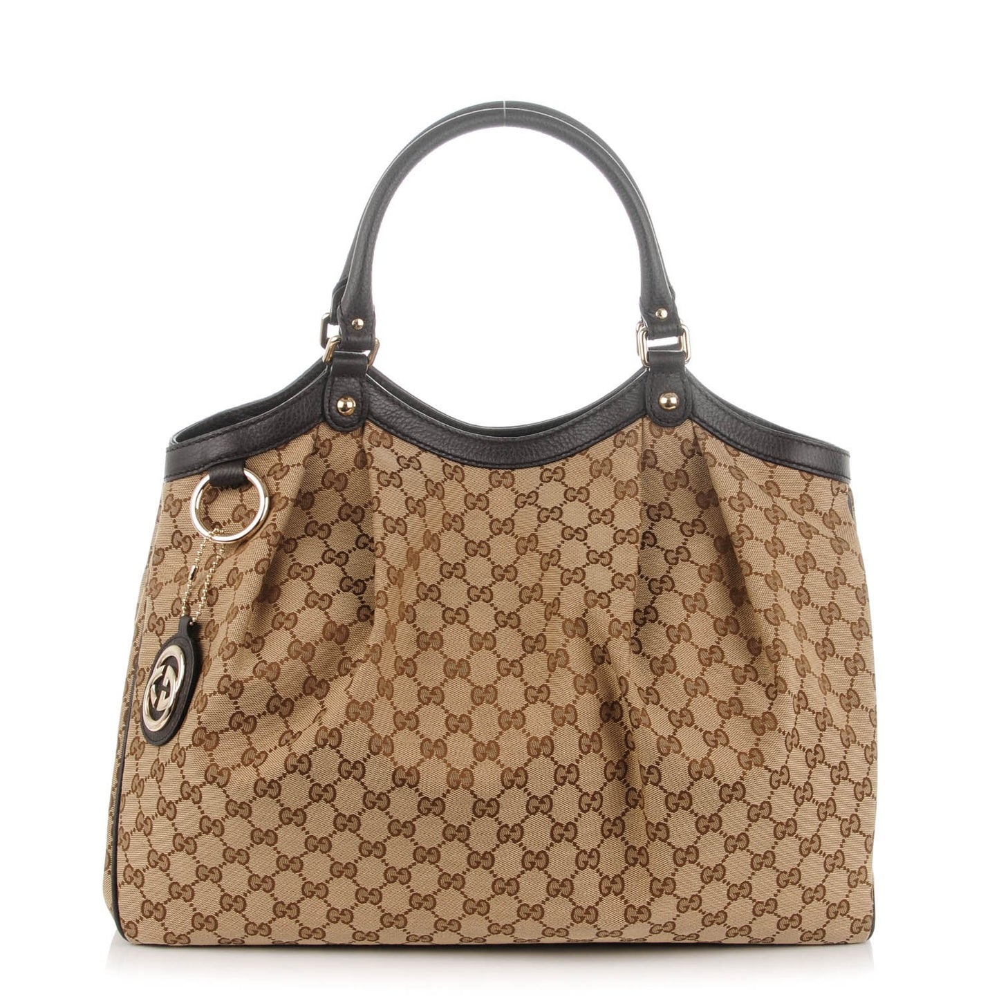 Monogram Dollar Calfskin Large Sukey Tote Beige Ebony Testa di Moro