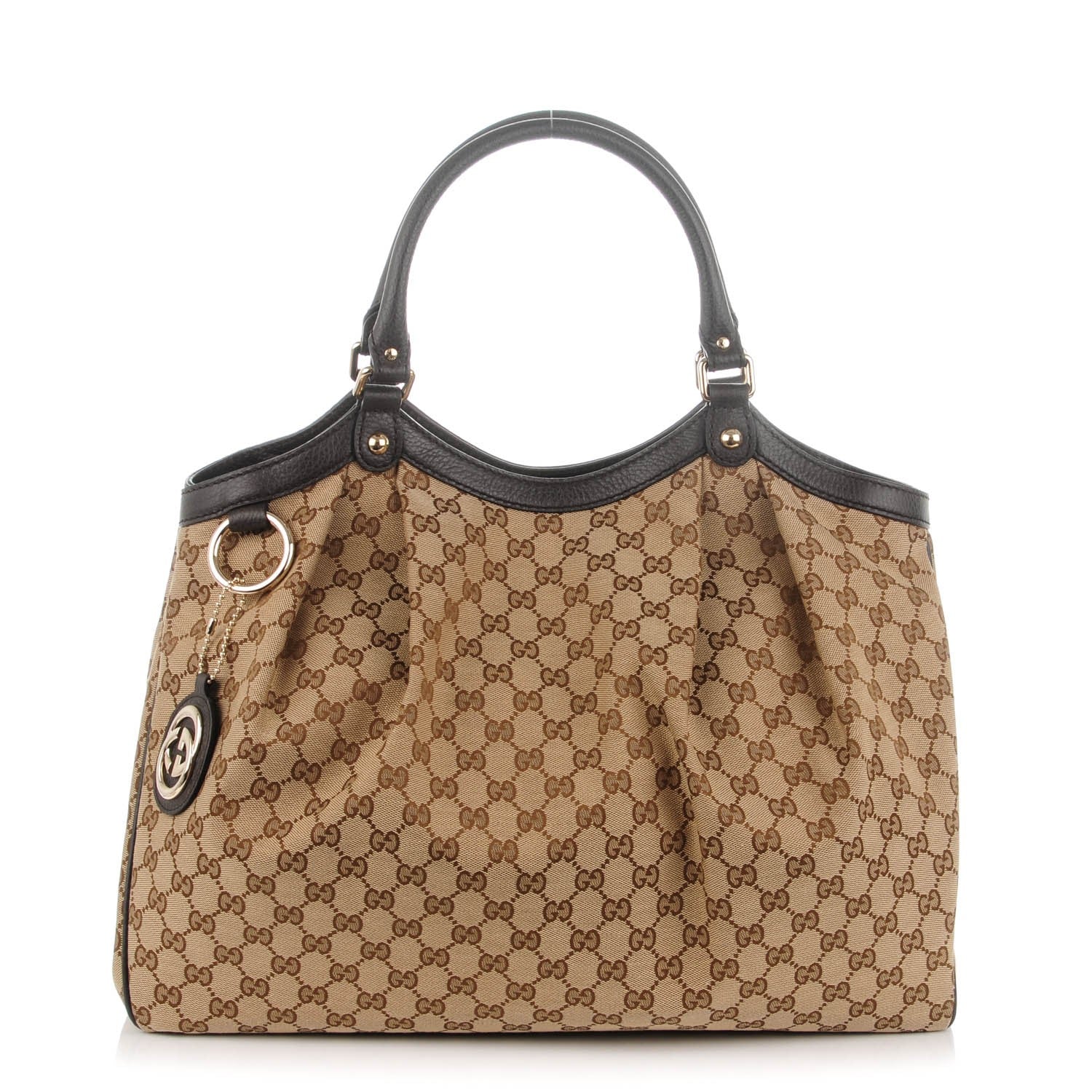 Gucci Monogram Dollar Calfskin Large Sukey Tote Beige Ebony Testa di Moro 1 of 7