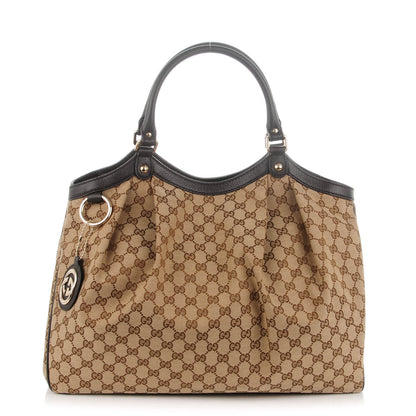 Gucci Monogram Dollar Calfskin Large Sukey Tote Beige Ebony Testa di Moro 1 of 7