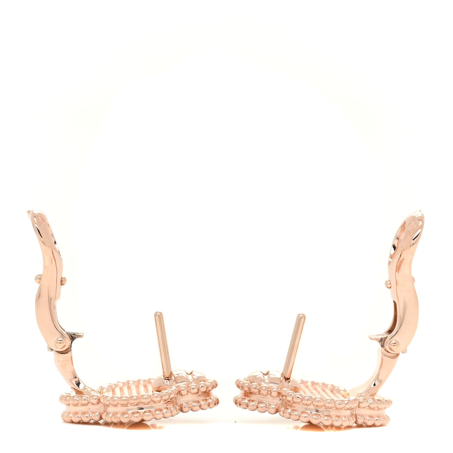 Van Cleef & Arpels 18K Rose Gold Vintage Alhambra Earrings 3 of 6