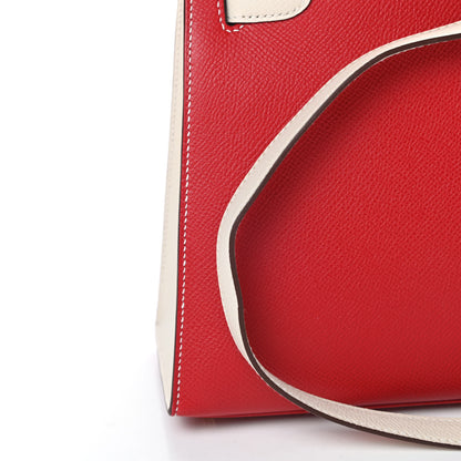 Hermes Epsom Bi-Color Horseshoe Kelly Sellier 25 Craie Rouge De Coeur 11 of 12