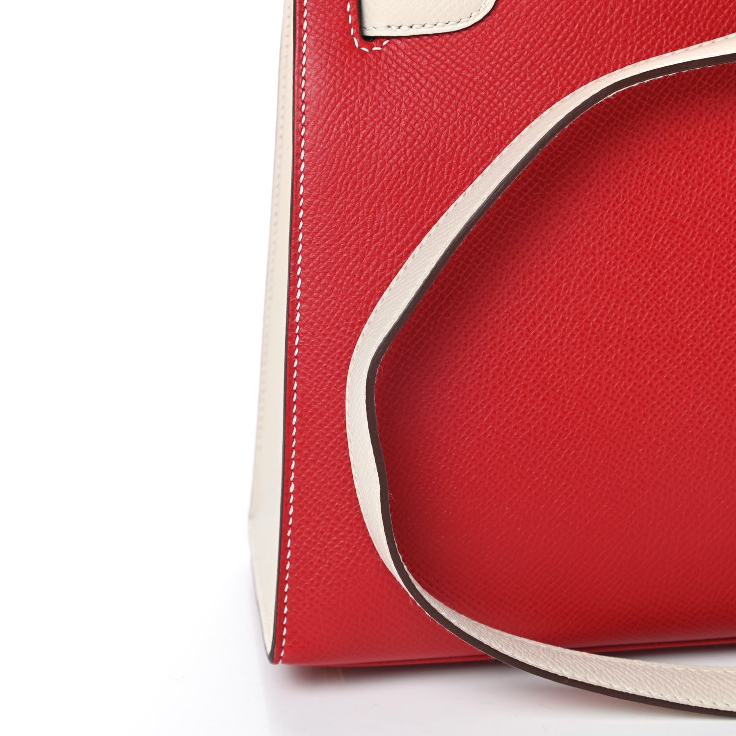 Hermes Epsom Bi-Color Horseshoe Kelly Sellier 25 Craie Rouge De Coeur 11 of 12